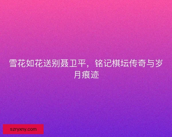 雪花如花送别聂卫平，铭记棋坛传奇与岁月痕迹