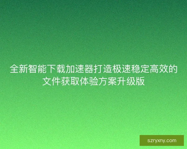 全新智能下载加速器打造极速稳定高效的文件获取体验方案升级版 全新智能下载加速器打造极速稳定高效的文件获取体验方案升级版